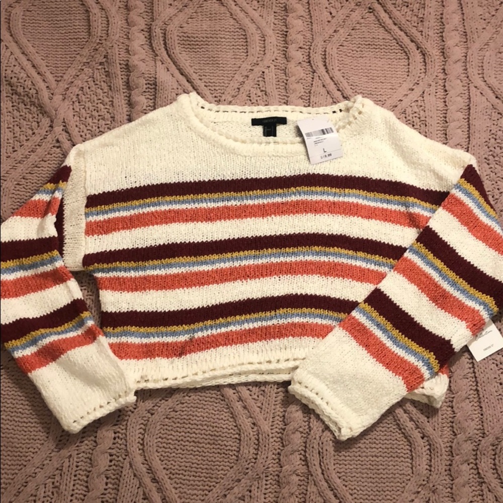 Cropped Striped Forever 21 Sweater Size Large!!